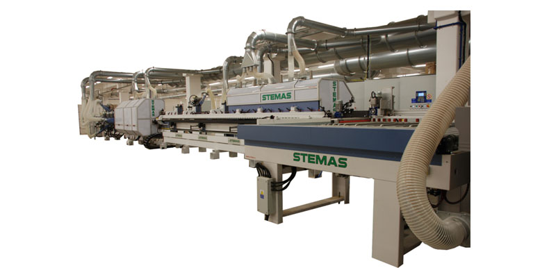 Automatic milling and sanding line with loading and unloading automation
